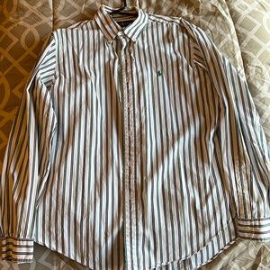 Ralph Lauren green/blue striped white classic fit button down